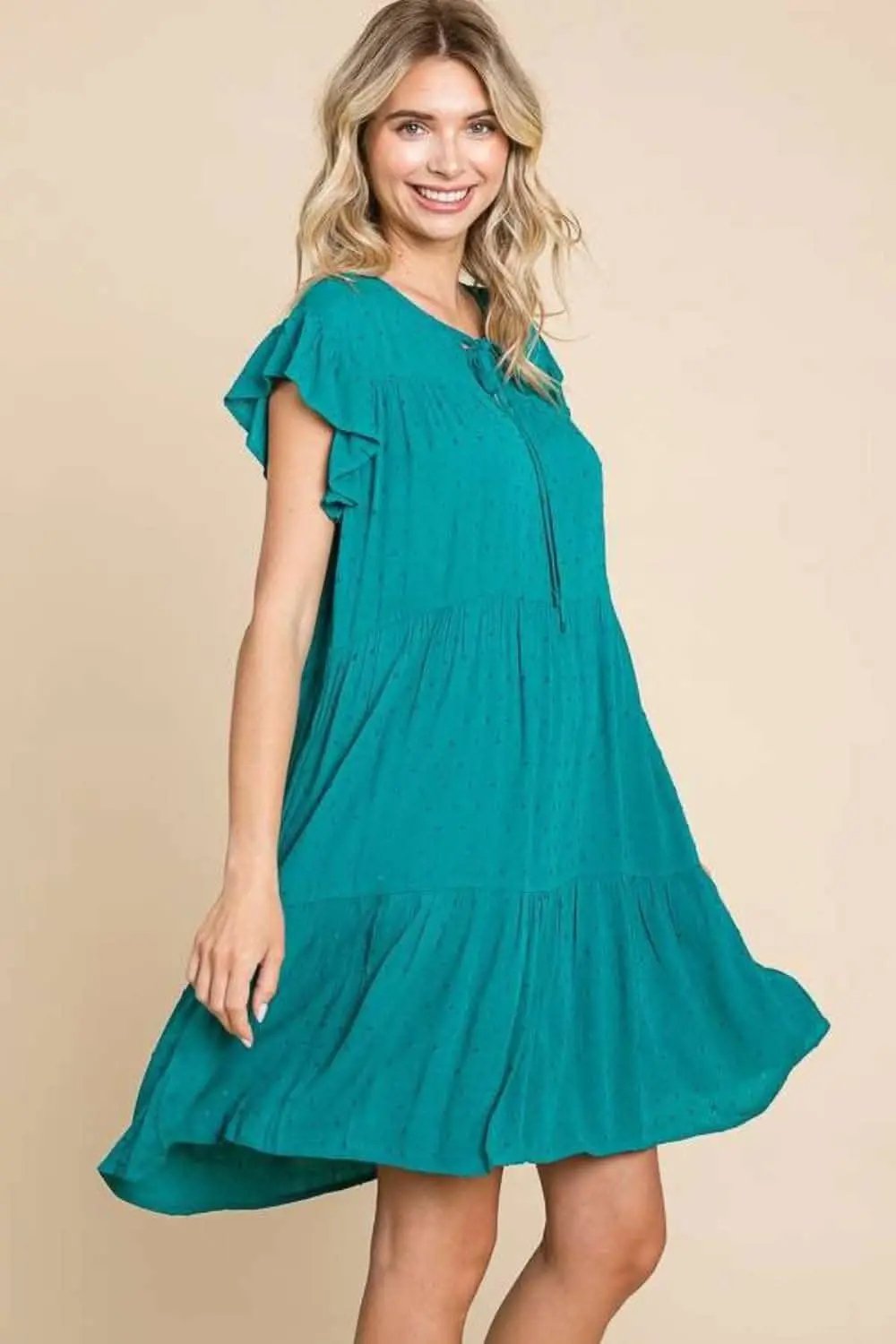 Culture Code Tiered Ruffle Dress with Pockets and Cap Sleeves - Love Salve